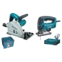 Ensemble de 2 machines électriques Makita MEU028, en systainer, scie plongeante SP6000K avec rail de guidage + scie sauteuse 4350FCTK