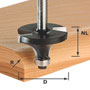 Fraise carbure à 1/4 de rond Festool, à roulement, queue Ø 8 mm ou de 12 mm